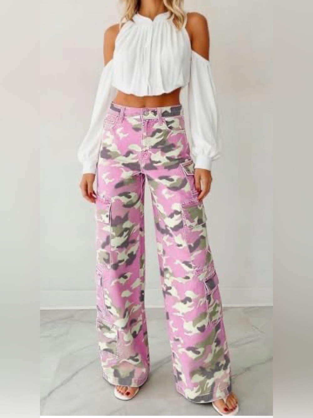 Women’s Pink Camo Cargo Pants - Stylish Utility Bottoms
